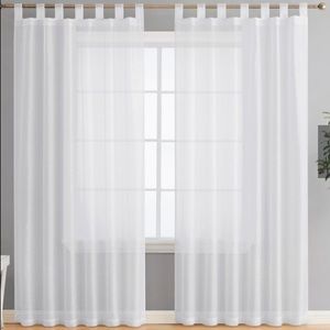 (2) White Semi Sheer Curtains